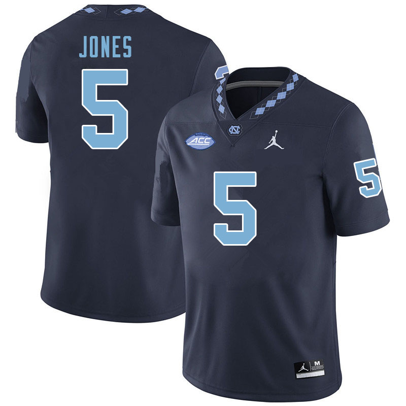 Men #5 J.J. Jones North Carolina Tar Heels College Football Jerseys Sale-Navy